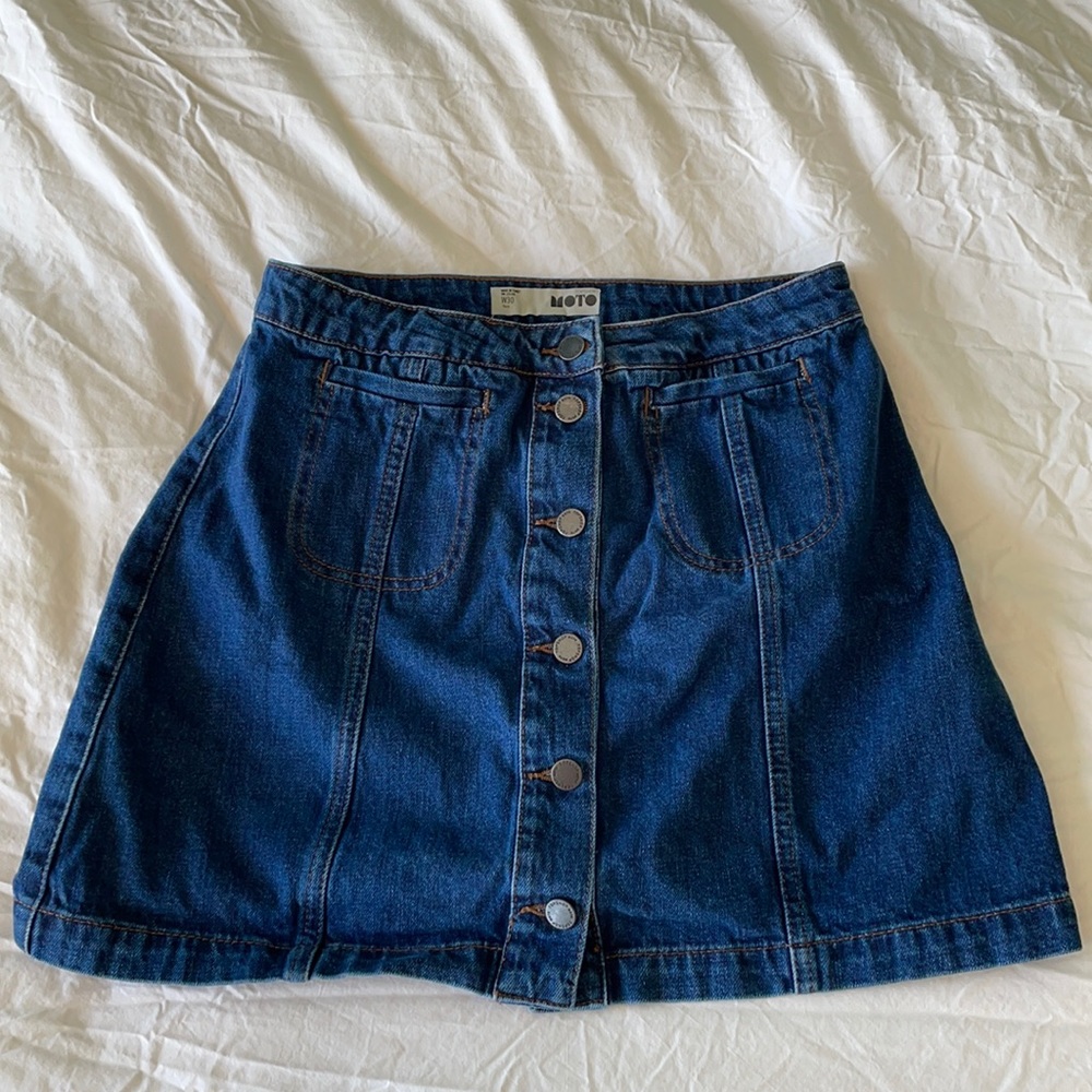 top shop moto vintage style jean skirt W30